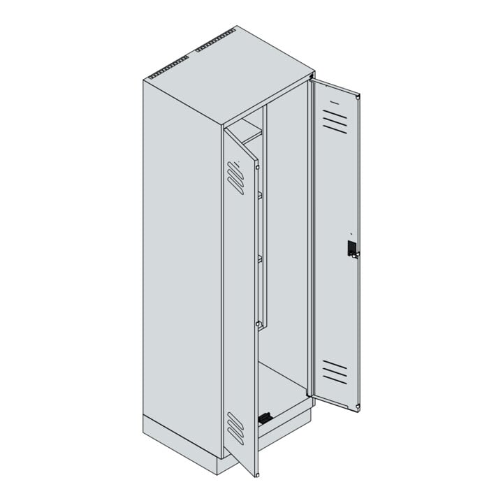 C+P Armoire à produits de nettoyage Classic PLUS, socle, verrou de sécurité rotatif