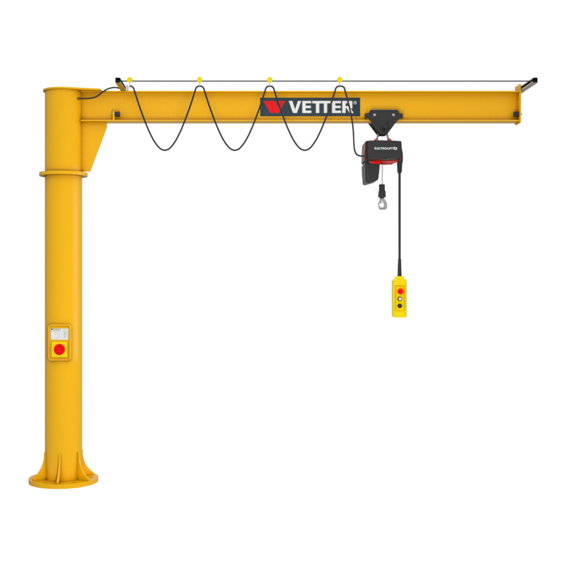 Vetter Grue à colonne pivotante PRIMUS système d’ancrage composite palan électrique 250 kg, 6,0 m