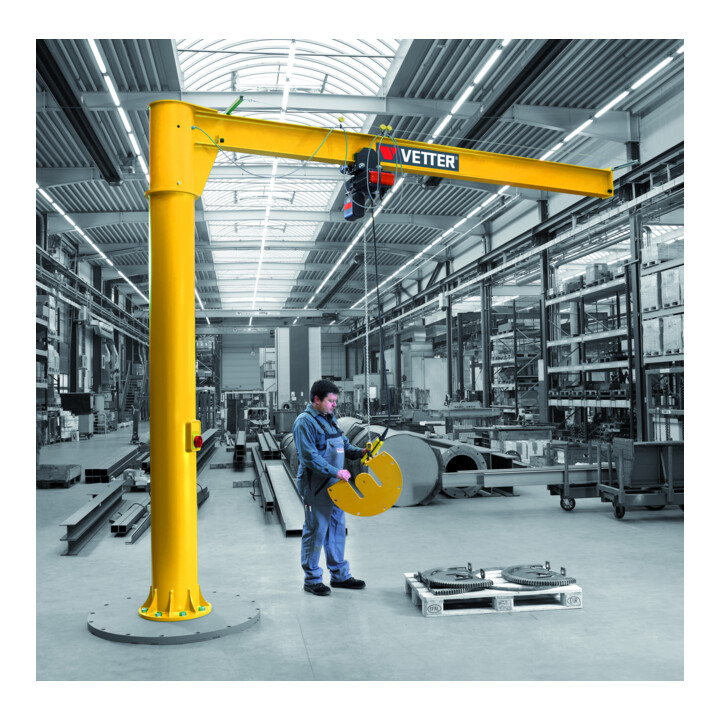 Vetter Grue colonne pivotante PRIMUS système d’ancrage composite palan électrique 500 kg, 4,5 m