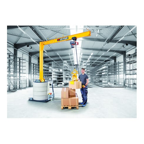Vetter Grue mobile à colonne MOBILUS MOB12-US2,5-4,9 avec palan électrique 250 kg, 4,9 m