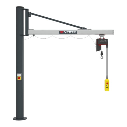 Vetter Grue pivotante sur colonne UNILIFT système d'ancrage composite palan électrique 250 kg, 3,9 m