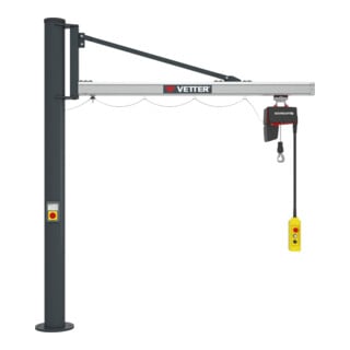 Vetter Grue pivotante sur colonne UNILIFT système d’ancrage composite palan électrique 500kg, 3,9m