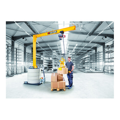 Vetter Mobiler Säulenschwenkkran MOBILUS MOB12-PR1,25-6,0 Elektrokettenzug 125kg, 6,0m