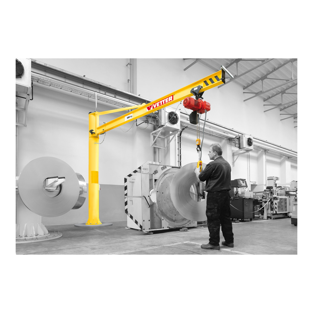 Vetter Säulenschwenkkran PRAKTIKUS + Verbundanker-System + Elektrokettenzug 500kg, 3,0m