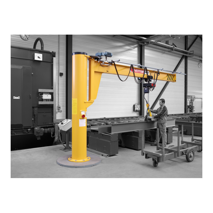 Vetter Wandschwenkkran ASSISTENT + Standard-Lagerkonsole + Elektrokettenzug 250kg, 4,0m
