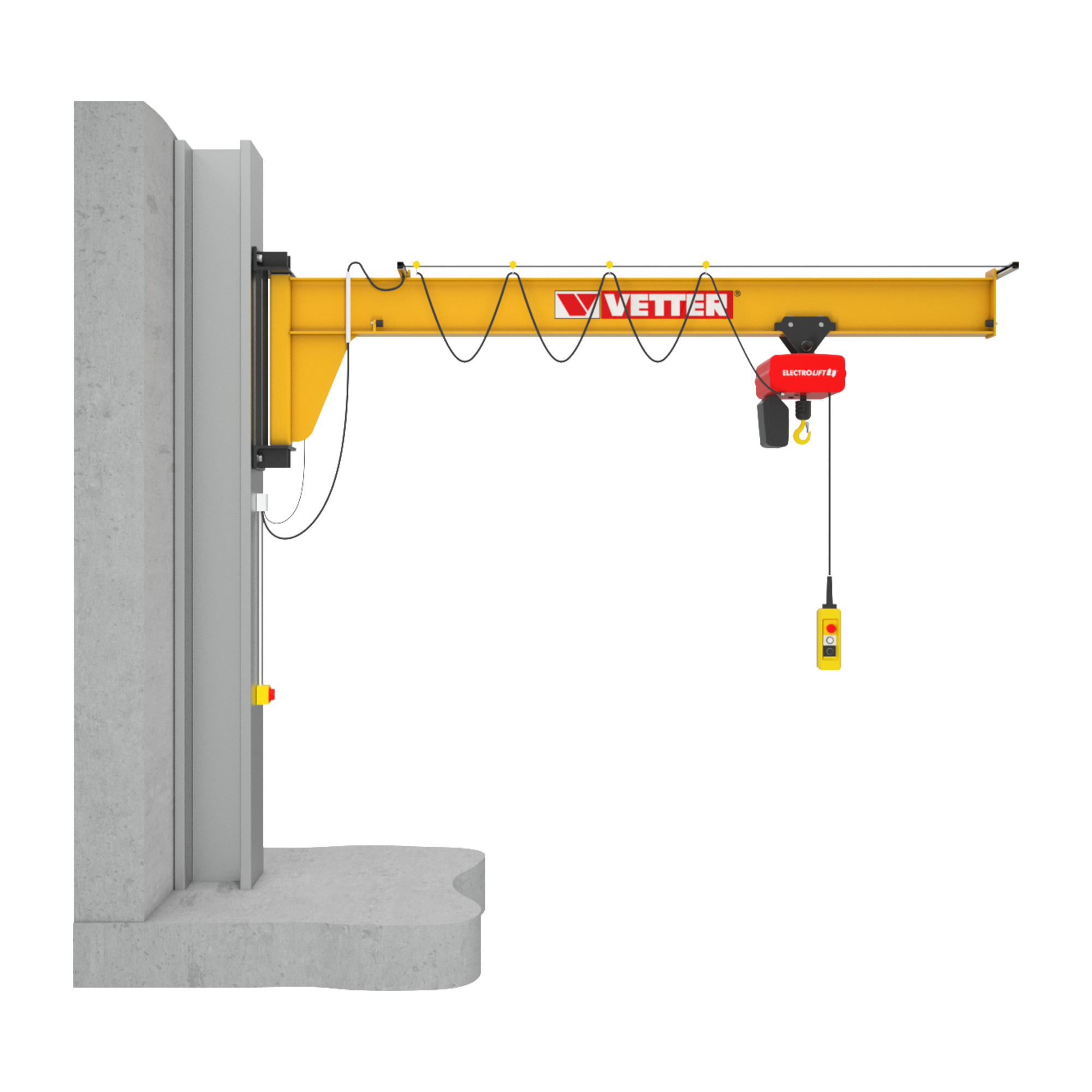 Vetter Wandschwenkkran ASSISTENT + Standard-Lagerkonsole + Elektrokettenzug 500kg, 3,0m ; VETTER Krantechnik