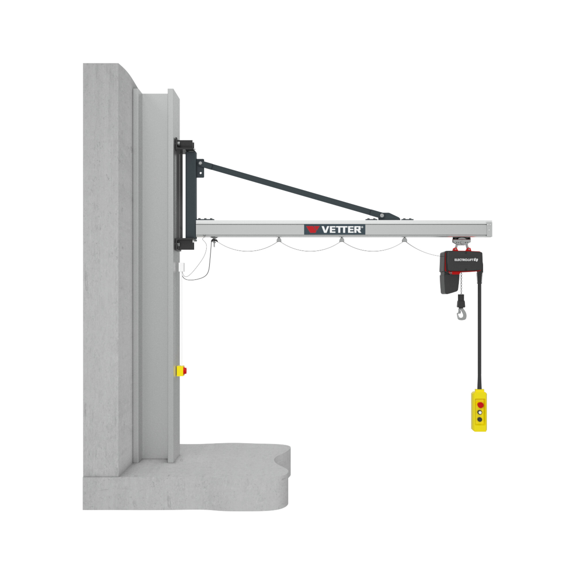 Vetter Wandschwenkkran UNILIFT Standard-Lagerkonsole Elektrokettenzug 125kg, 2,9m ; VETTER Krantechnik