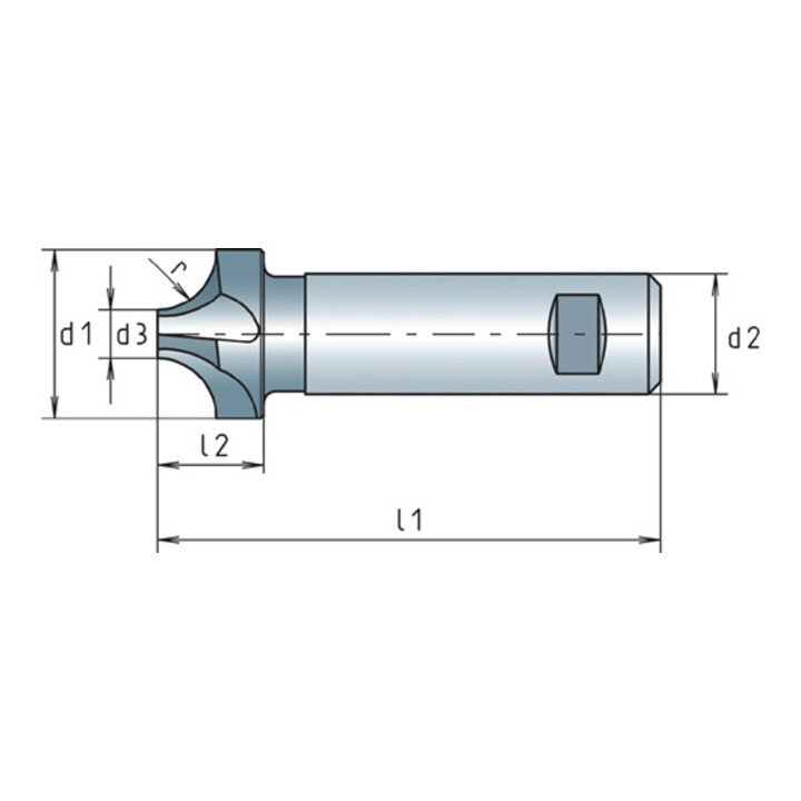 Viertelkreisprofilfräser DIN 6518B Typ N HSS-Co Weldon Z.6