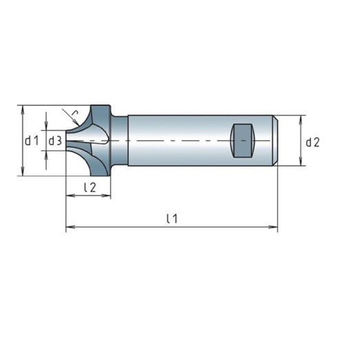 Viertelkreisprofilfräser DIN 6518B Typ N HSS-Co Weldon Z.6