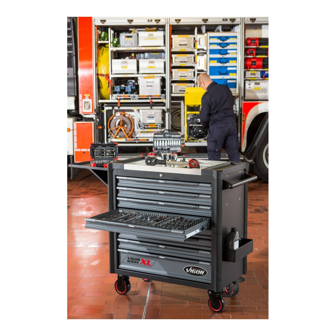 VIGOR 1000 XL Edelstahl inklusive Sortiment 374-teilig V4481-X/375 ∙ Gesamtlänge: 907 mm ∙ Anzahl Werkzeuge: 375