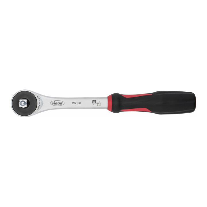 VIGOR 360° Drehgriff-Umschaltknarre V6008 ∙ Vierkant massiv 10 mm (3/8 Zoll) ∙ Gesamtlänge: 237 mm