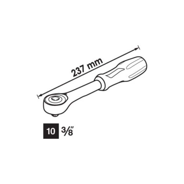 VIGOR 360° Drehgriff-Umschaltknarre V6008 ∙ Vierkant massiv 10 mm (3/8 Zoll) ∙ Gesamtlänge: 237 mm