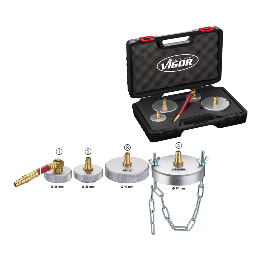 VIGOR Adaptateur pour système d'entretien des freins V4381 4 x 4