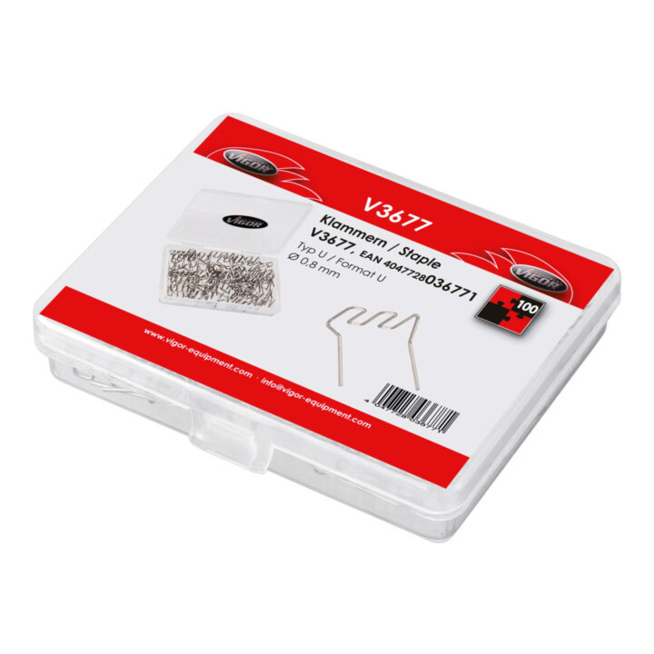 VIGOR Agrafes en U 0,8 mm V3677, 100 pièces
