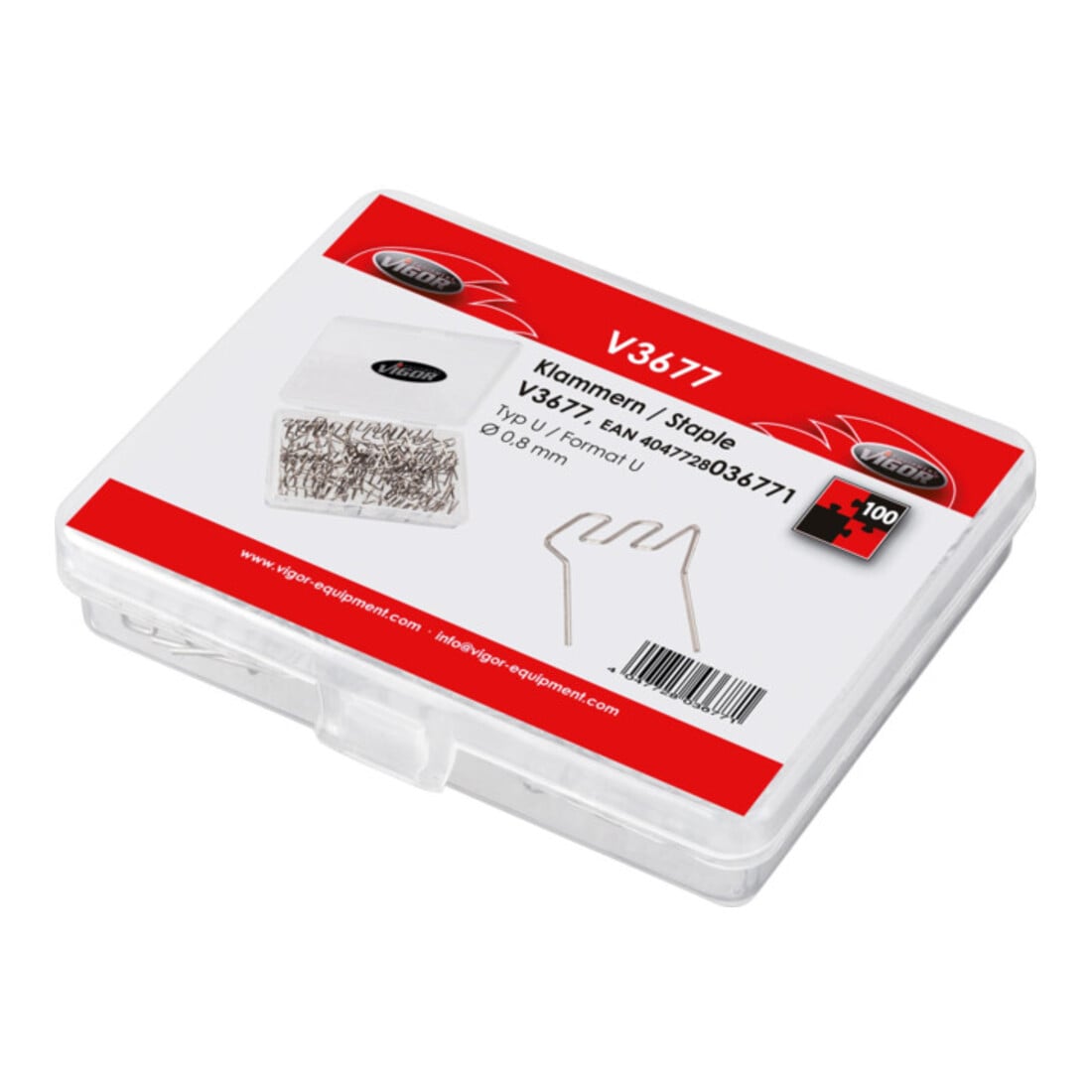 VIGOR Agrafes en U 0,8 mm V3677, 100 pièces