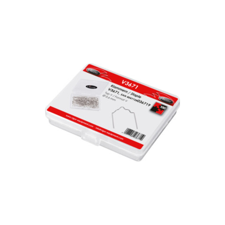VIGOR Agrafes en V, format V 0,6 mm V3671, lot de 100 outils