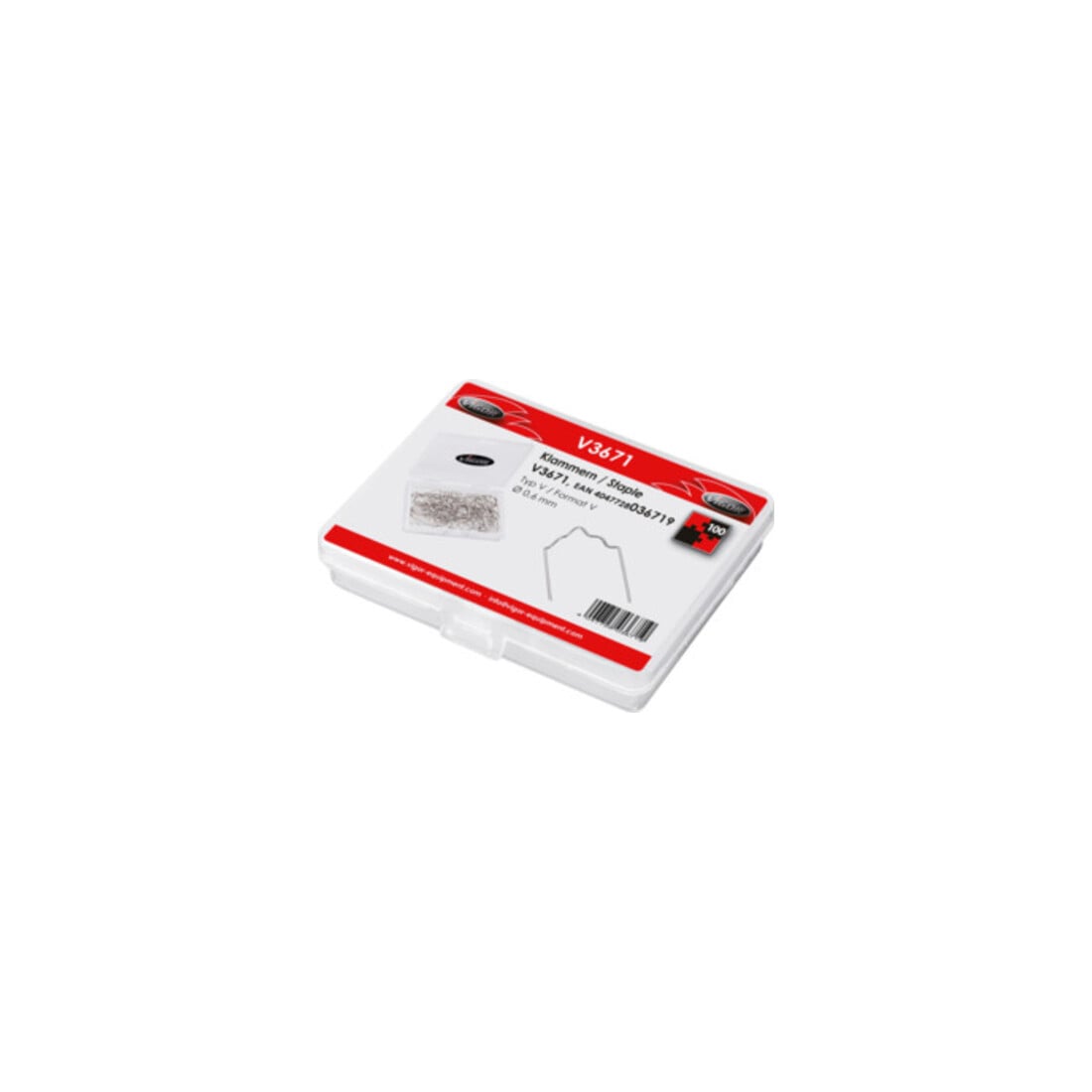 VIGOR Agrafes en V, format V 0,6 mm V3671, lot de 100 outils
