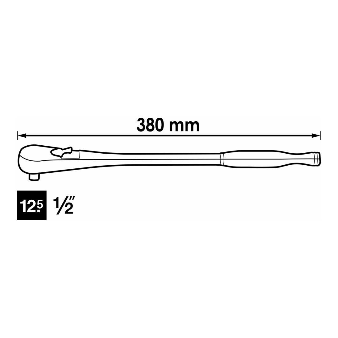 VIGOR Außenvierkant Antrieb 12,5 = 1/2 Zoll Feinzahn-Umschaltknarre V4946 Vierkant massiv 12,5 mm (1/2 Zoll) Gesamtlänge: 380 mm