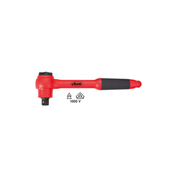 VIGOR Außenvierkant Antrieb 12,5 = 1/2 Zoll VDE-Umschaltknarre V3342 Vierkant hohl 12,5 mm (1/2 Zoll) Gesamtlänge: 255 mm