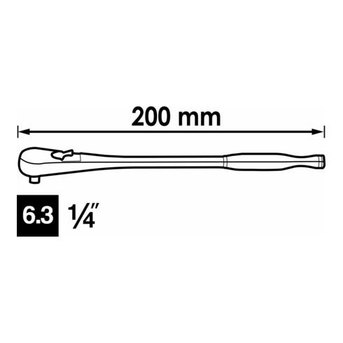 VIGOR Außenvierkant Antrieb 6,3 = 1/4 Zoll Gleitgriff V2453N ∙ Vierkant massiv 6,3 mm (1/4 Zoll) ∙ Gesamtlänge: 110 mm