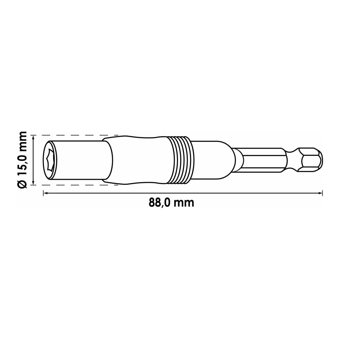VIGOR Bithalter, mit Gelenk, V7600, 1/4 Zoll (6,3 mm) Sechskant 1/4 Zoll (6,3 mm) Sechskant 88 mm