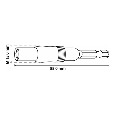 VIGOR Bithalter, mit Gelenk, V7600, 1/4 Zoll (6,3 mm) Sechskant 1/4 Zoll (6,3 mm) Sechskant 88 mm
