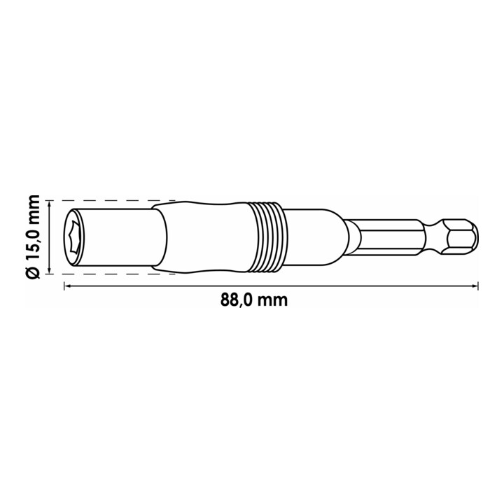 VIGOR Bithalter, mit Gelenk, V7600, 1/4 Zoll (6,3 mm) Sechskant 1/4 Zoll (6,3 mm) Sechskant 88 mm