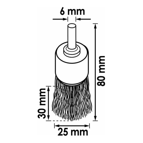 VIGOR Brosse à tête de pinceau 25 mm V6802