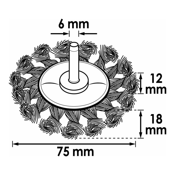 VIGOR Brosse disque torsadée 75 mm V6806