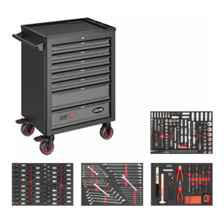 VIGOR Carrello da officina 1000 V5055, lungh. 723mm, 317pz.