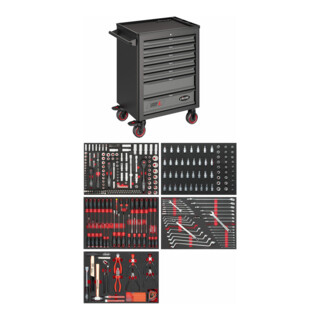 VIGOR Carrello per officina 1000 con assortimento 344pz.