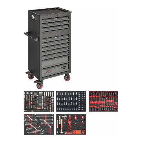 VIGOR Carrello per officina 1000 con assortimento 344pz.