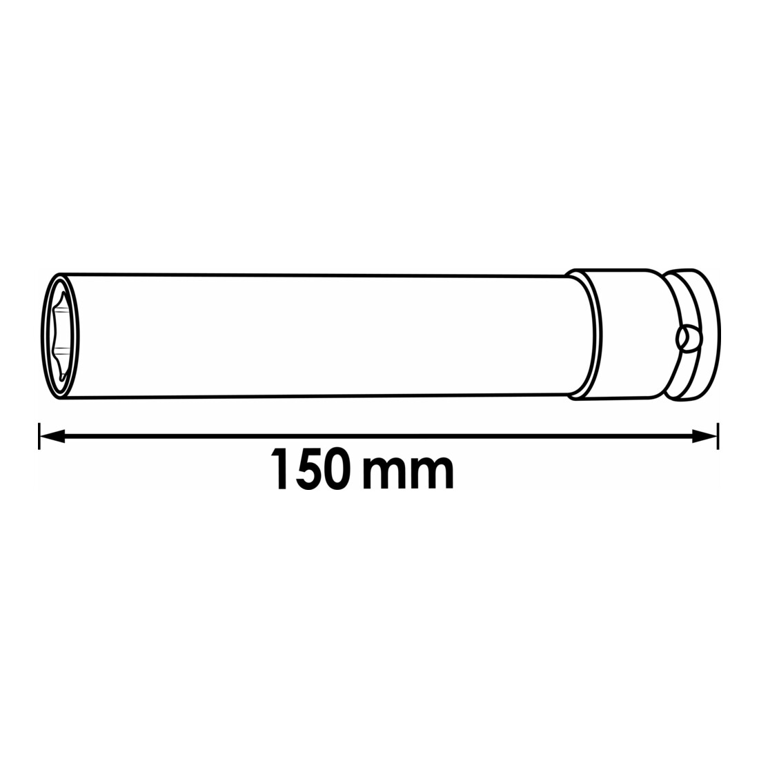 VIGOR Clé à chocs douille SW 19, 150 mm V5931 ∙ Carré creux 12,5 mm (1/2 pouce) ∙ Profil hexagonal extérieur ∙ 19 ∙ Longueur totale : 150 mm