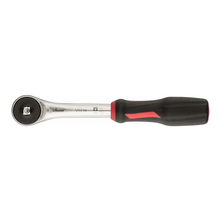 VIGOR Cliquet à poignée rotative 360° 6,3 mm = 1/4" V5436 carré massif 6,3 mm (1/4 pouce) L totale : 176 mm