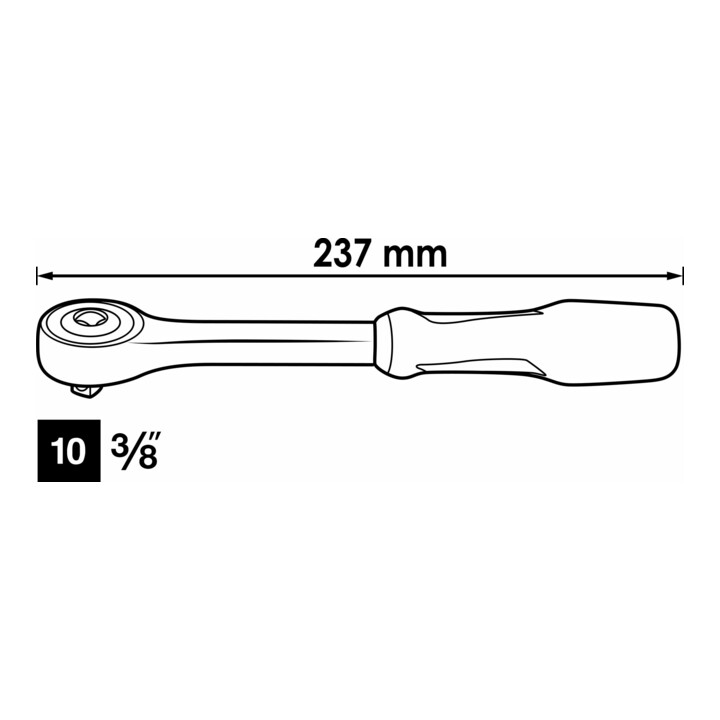 VIGOR Cliquet à poignée rotative 360° V6008 ∙ Carré massif 10 mm (3/8 pouce) ∙ Longueur totale : 237 mm