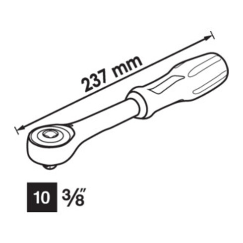 VIGOR Cliquet à poignée rotative 360° V6008 ∙ Carré massif 10 mm (3/8 pouce) ∙ Longueur totale : 237 mm
