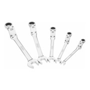 VIGOR Doppelgelenk Ratschen-Ring-Maulschlüssel Satz, V6752/5, Außen Doppelsechskant Profil, Außen Sechskant Profil, 5-teilig, 8, 10, 13, 17, 19 mm