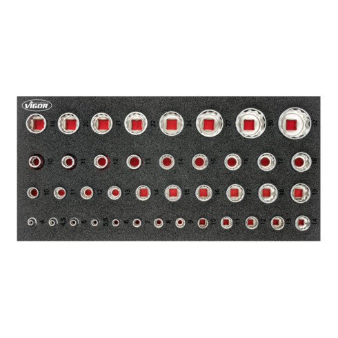 VIGOR Doppelsechskant-Steckschlüssel Satz, V7520, 42-teilig, 4 – 32 mm
