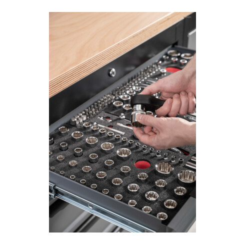 VIGOR Doppelsechskant-Steckschlüssel Satz, V7520, 42-teilig, 4 – 32 mm