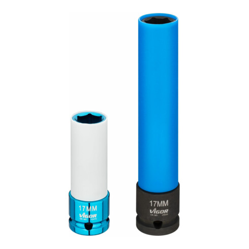 VIGOR Douille à chocs SW 17, 150 mm V5930 ∙ Carré creux 12,5 mm (1/2 pouce) ∙ Profil hexagonal extérieur ∙ 17 ∙ Longueur totale : 150 mm