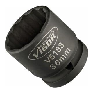 VIGOR Douille à cliquet 3/4" carré creux 20 mm, profil double hexagone 36, L 50 mm V5183