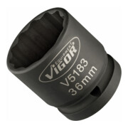 VIGOR Douille à cliquet 3/4" carré creux 20 mm, profil double hexagone 36, L 50 mm V5183