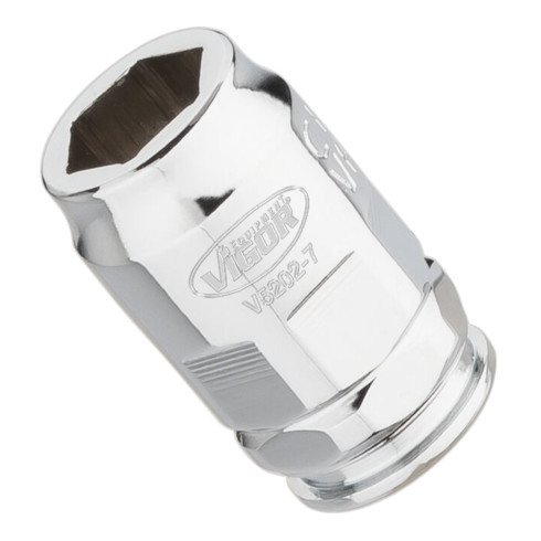VIGOR Douille à cliquet super plate V5202-7 Carré creux 6,3 mm (1/4 pouce) Profil hexagonal extérieur 7