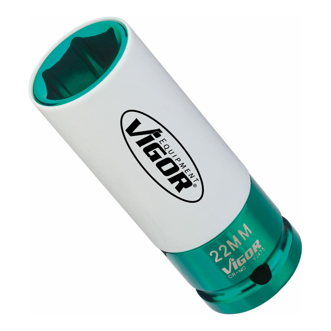 VIGOR Douille d’impact à carré interne 12,5 = 1/2 pouce V2475, profil hexagonal extérieur 22, longueur totale : 85 mm