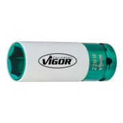 VIGOR Douille d’impact à carré interne 12,5 = 1/2 pouce V2475, profil hexagonal extérieur 22, longueur totale : 85 mm-3