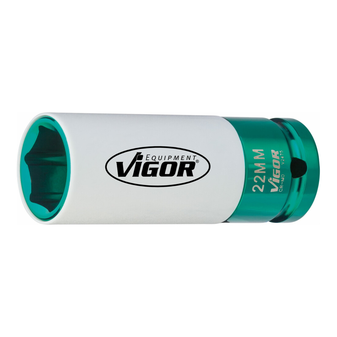 VIGOR Douille d’impact à carré interne 12,5 = 1/2 pouce V2475, profil hexagonal extérieur 22, longueur totale : 85 mm