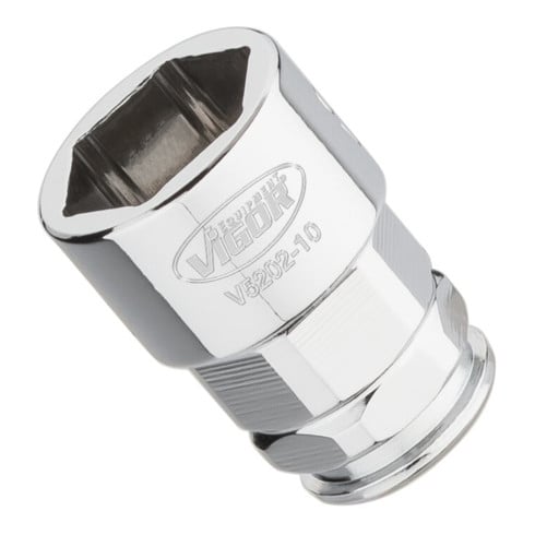 VIGOR Douille plate extra-plate V5202-10 Carré creux 6,3 mm (1/4 pouce) Profil hexagonal extérieur 10