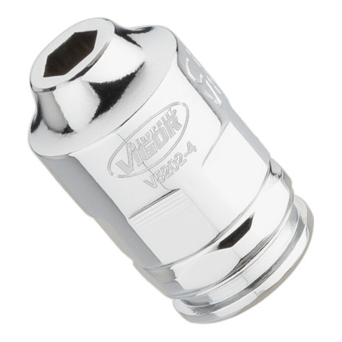 VIGOR Douille plate super fine V5202-4 Carré creux 6,3 mm (1/4 pouce) Profil hexagonal extérieur 4