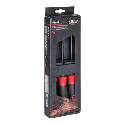 VIGOR Elektronik-Schraubendreher Satz in Kunststoff-Box V4303 Schlitz Profil Kreuzschlitz Profil PH 1,6 2 2,4 3 mm PH 00 PH 0 6 teilig