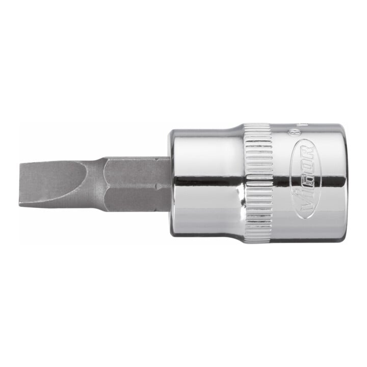 VIGOR Embout de tournevis V2288N carré creux 10 mm (3/8 pouce) fente 0,8 x 5,5